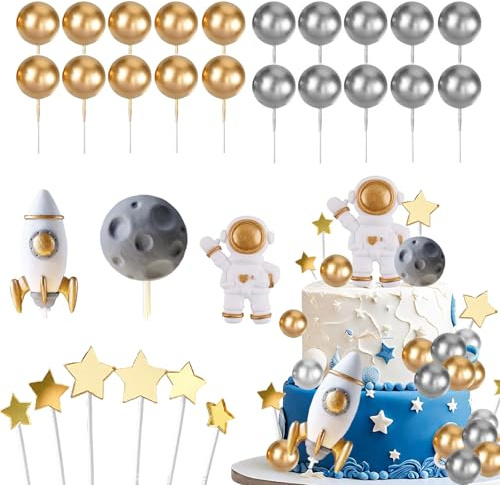 Yuqilin 29 Teile Tortendeko Weltraum Niedliche Designs Astronaut Tortendeko Rakete Weltraum Deko Planeten Tortenaufleger Sterne für Kindergeburtstage Weltraumpartys Babypartys Hochzeiten Jubiläen