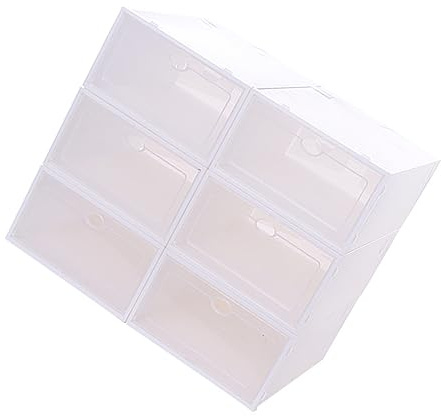 TOBBOMEY 6pezzi Contenitori Per Riporre Scarpe Trasparenti Spessi Impilabili in Plastica Per Dormitori e Piccoli Spazi