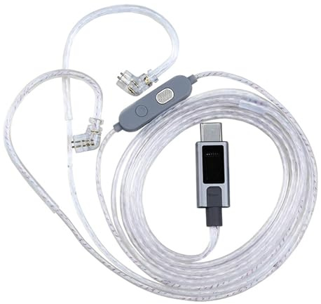 YTtkku Cavo per cuffie KZM2 Due microfoni placcato argento cavo tipo C aggiornamenti auricolari filo per EDX Clear Voice
