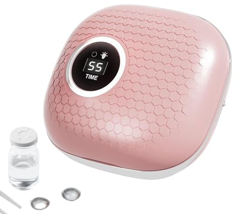 Teksome Étui de nettoyage de contact - Machine de nettoyage intelligente pour lentilles de contact souples et rigides - Appareil compact de soins de la vision quotidienne pour la maison, les vacances