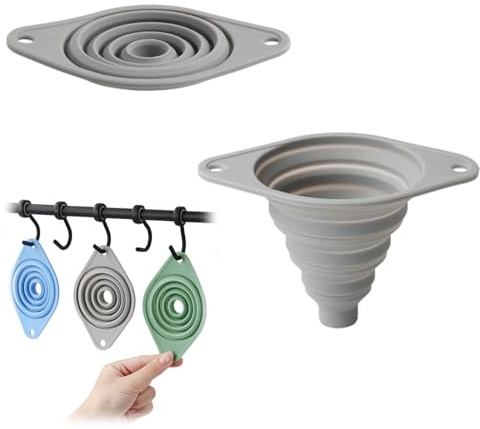 Collapsible Funnel,Silicone Collapsible Funnel,Foldable Funn/el,Kitchen Funn/el,Soft Silicone Gel Funne/l,Funnels for Filling Bottles Containers,Portable Kitche/n Small Funne/l,Kitche/n Gadgets,Grey