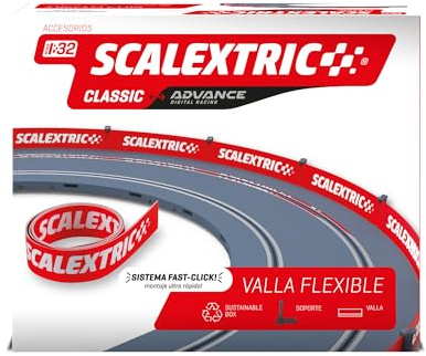 SCALEXTRIC - Accesorio para Ampliar o Mejorar tu Pista de Carreras - Escala 1:32 (Barrera Flexible con una Longitud de 3m)