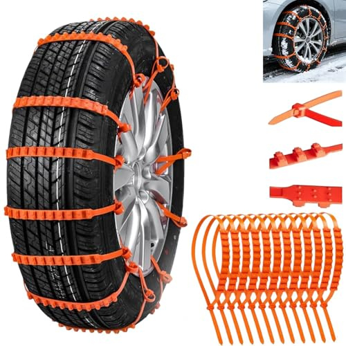 Catene antiscivolo universali per pneumatici da neve, fascette antiscivolo in plastica regolabili e riutilizzabili, materiale in nylon rinforzato, per la maggior parte delle auto, SUV e camion (10pcs)