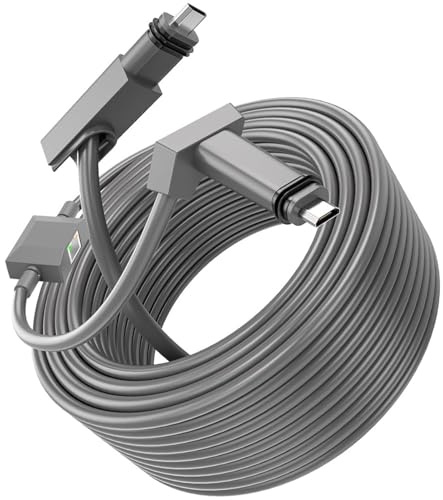 Fafeicy Câble de Remplacement de 15,2 M avec Adaptateur Ethernet de 0,9 M pour Antenne Parabolique V2, Rallonge Satellite Rectangulaire, Connexion Internet Stable, Utilisation en