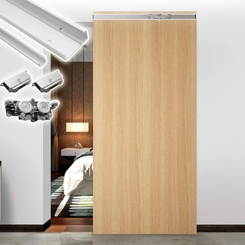 Binario per Porta Scorrevole Porta Scorrevole a Specchio con Binario Invisibile, Kit per Porta Scorrevole Senza Binario con Ruote Silenziose, Ferramenta per Porte Interne(120cm (47.2in))