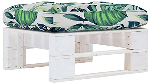 Teenpull Outdoor-Ottomane Paletten Imprägniertes Kiefernholz Weiß, 60x60x25 cm, mit Auflage, wetterfest, für Terrasse, Garten, Wohnzimmer, vielseitig nutzbar