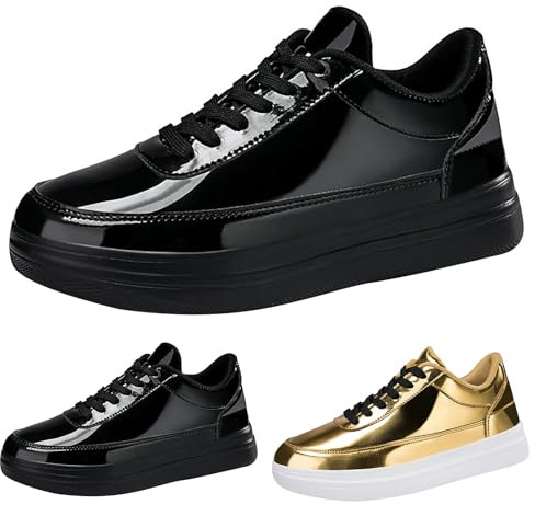 Skaterskor, kvinnor, män, paljetter, fritidsskor, lätta sneakers, glitterskor med tjock sula, ventilerande, promenadskor, moderna snörskor, bekväma sneakers 39–47, svart, 39 EU