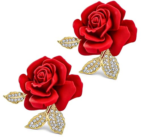 Ymapinc 2PCS Red Rose Brooches for Women
