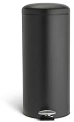 AIDNI 30L Stainless Steel Pedal Bin Large Kitchen Trash Can with Soft Close Lid & Removable Inner Bucket, Hands-Free Waste Bin (Black)