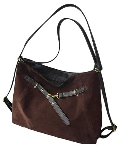 Bolsos De Ante Otoño Invierno Vintage silla de montar gamuza marrón tres maneras de llevar pequeño bolso de hombro doble bonito
