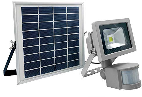 as - Schwabe -Foco LED - luz de trabajo con detector de movimiento - Foco de construcción profesional de 10 W con panel solar - Foco LED adecuado como luz de trabajo - para iluminación exterior