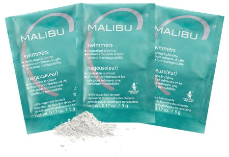 Malibu C Swimmers Wellness Remedy & After Pool Hair Care - Restoring & Hydrating Swim Treatment with Vitamin C Complex - Protects Against Discoloration from Chlorine, Salt Water & Build Up (3 Packets)