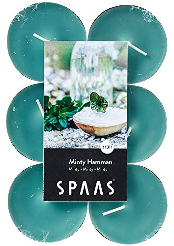 Spaas 12 Scented Maxi Tealights, ± 10 Hours, Minty Hamman