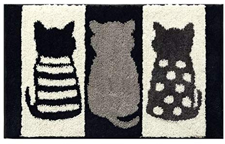 eBoutik - New Large Door Mat Non Slip Indoor Doormat Machine Washable Barrier Mat Dirt Trapper - Black & White Cats For Hallways (Cats, 50cm * 80cm)