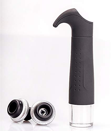 LTLWSH Pompe à vin avec 2 Bouchons à vin sous Vide, Bouchon à vin sous Vide, Pompe à Vide pour Conservateur de vin, Bouchon de Bouteille de vin, Bouchon de vin (Black)