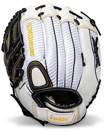 Franklin Sports Fastpitch Softball Glove - Fastpitch Pro - Adult and Youth Softball Mitt - Infield and Outfield - Left Handed Glove - White/Gold - 13 Lefty
