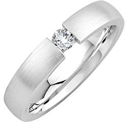 GIORO Emilia Damen Ring Verlobungsring Antragsring 925 Silber *handgefasster Stein* Weißgold Platin Optik mit Gravur (66 (21.0))