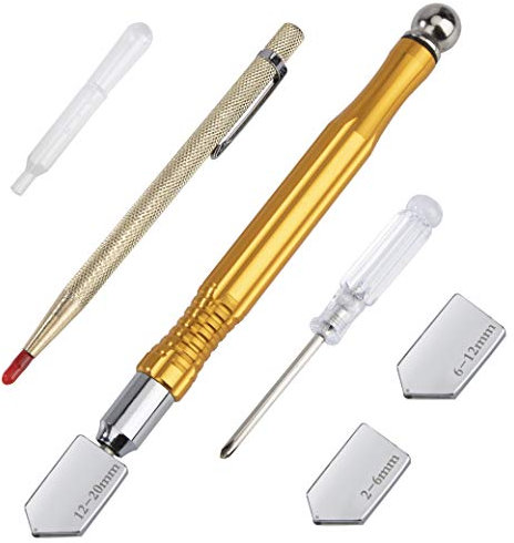 Set di Utensili da Taglio per Vetro Penna per Taglio con Lame Cacciavite Penna da Intaglio Contagocce 2-20 mm 6 Pezzi