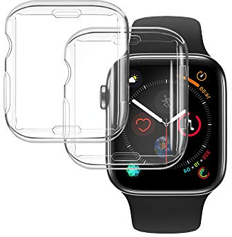 CCLKHY 2 Stück Hülle kompatibel mit Apple Watch Series 6/5 / 4 / SE 44mm Schutzhülle Weiche Ultradünne TPU Vollständige Abdeckung Cover Case, Schutzfolie für iWatch Series 6/5 / 4 / SE 44mm