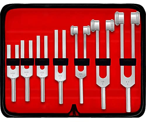 DEXSUR Medizinische Aluminiumlegierung sensorische Stimmgabel-Aktivator für Heilung, Therapie, nicht magnetisch, je eine von C 64, C 128, C 256, C 512, C 1024, C 2048, C 4096 Stimmgabeln, 7 Stück