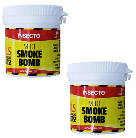 Smoke Bomb Midi Fogger Fumigator 15.5g Effective for Control of All Flying & Crawling Insects Shredder (Pack of 2)