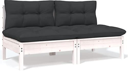 Gecheer Gartenmöbel 2-Sitzer-Gartensofa mit Anthrazit Kissen Gartensofa Gartenset Gartengarnitur Loungemöbel Mittelsofa Massivholz Kiefe