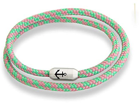 Paris Montana Schmales Dünnes Filigranes Original Anker Segeltau Wickelarmband Unisex Geflochten Gravur Handmade Hochwertiger Magnetverschluss Durchmesser Ø 4mm (Nature, 42)