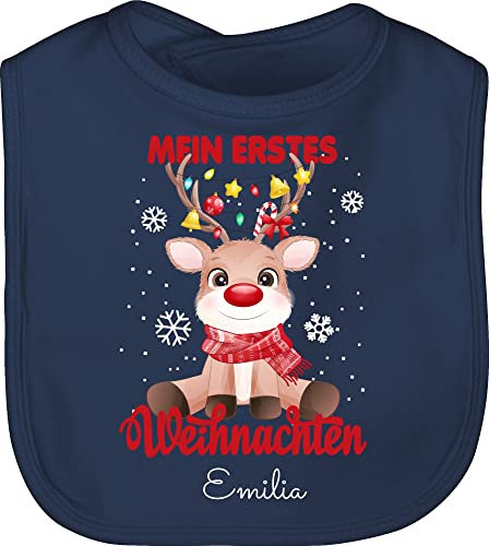 Lätzchen - Geschenke - Mein erstes Weihnachten mit Name personalisiert I Weihnachtsoutfit Baby I 1. Weihnachten - Unisize - Navy Blau - christmas my latz weihnachts first laetzchen weihnachtliche