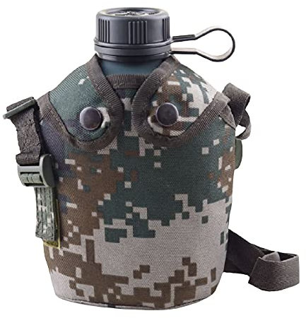 1L Edelstahl Feldflasche Wasserflasche Armee Militär Kochgeschirr Überleben Trinkflasche - 7.6 * 4.7 * 9 in,B