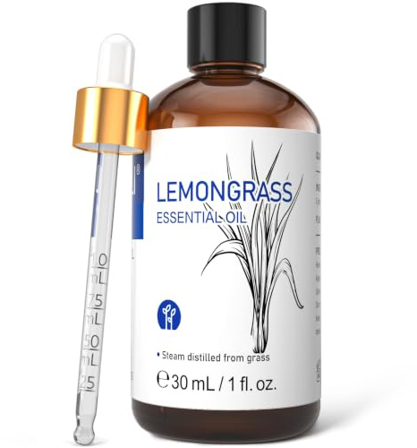 HIQILI Lemongrass Essential Oil for Diffuser, Skin Care & Aromatherapy
