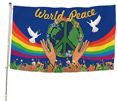 Hztyyier Drapeau de la Colombe, Drapeau Arc-en-Ciel imprimé double face, Résistant aux intempéries pour Décoration Extérieure