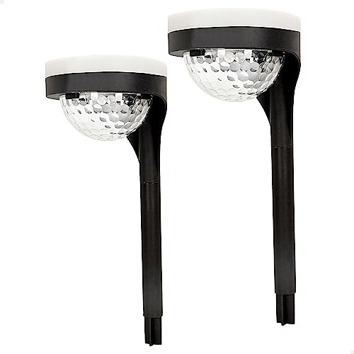 Aktive 61558 - 2er-Pack Solar-Außenbaken, Dauerlicht zwischen 6 und 8 Stunden, 22 Lumen, wasserdicht, 11 LEDs, Solar-Straßenlaternen, LED-Solarleuchten außen, LED-Solar-Leuchtstäbe für außen