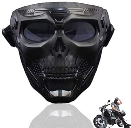Motorradbrille, Taktische Maske, Militär Schutzmaske,Totenkopf-Motorrad-Reitbrille, Herren Gesichtsmaske, Coole Brillenmaske Zum Radfahren, Motorcycle Maskefür Outdoor Cosplay Halloween