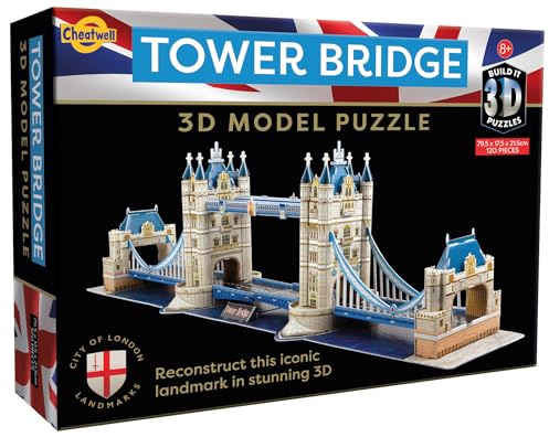 Cheatwell Games - BYO 3D Puzzle of Tower Bridge London - 3D Puzzles for Kids Adults - Large Jigsaw Puzzles for Kids Model Kit Game Toy to Build - Gifts for Children and Adults, 120 Pieces