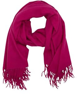 Leslii Damen-Schal Uni einfarbiger Schal weicher Fransen-Schal Accessoire (pink)