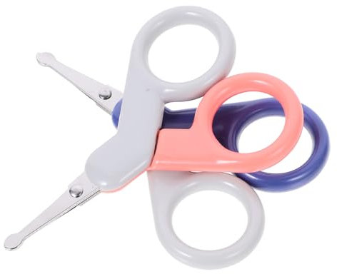 SAFIGLE 2stücke Sicherheitsschere Mit Nagelschneidern Aus Nagel-maniküre-werkzeuge Aus Abs-material Runde Kopf-design Für Junge Mädchen Ergonomischer Griff Für Kleinkinder