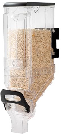 Restaurantware Cereal Dispenser 5 gal Plastic Wall-Mounted Gravity Bin Candy Dispenser Self-Serve Black Dry Food with Wall Mount Brackets for Breakfast Buffet or Hotel Use