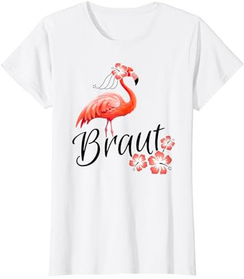 Flamingo Braut mit Schleier JGA Junggesellinnenabschied T-Shirt