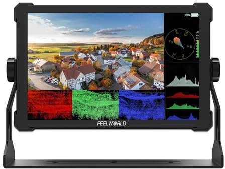 FEELWORLD T10 10.1 Zoll Kamera Field Monitor Touchscreen, 4K HDMI Camera Monitor mit Vollaluminium Gehäuse 4K 60HZ 1920x1200 3DLUT HDR Wellenform NP-F970 externer Einbau