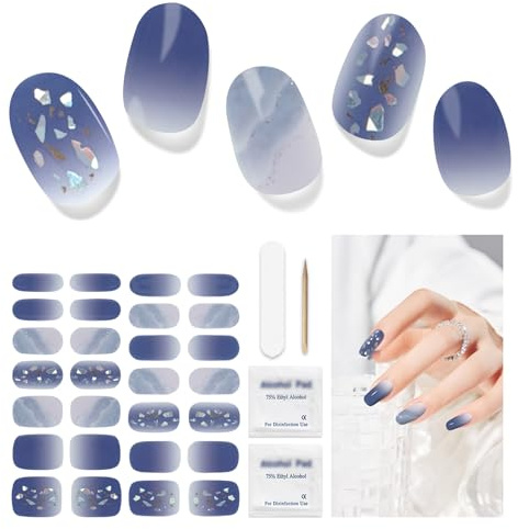 Nagelfolie UV Härtend - 28 Stück Nagelsticker UV Gel Nagelfolien Selbstklebend Nail Sticker Nagellackstreifen Gel-Nagelaufkleber Art Stickers DIY für Damen Mädchen Dekoration