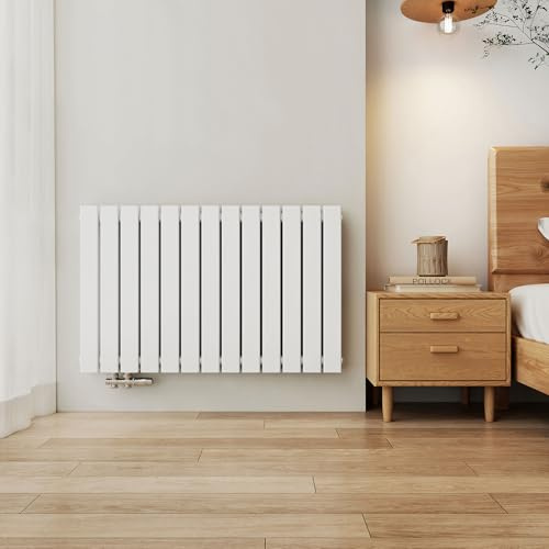 EMKE Radiador Vertical, 630x1000 mm, Plano con Conexión Central, Radiador Mural de Doble Capa, Blanco, 1343 Vatios