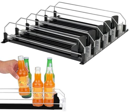 Dispensador de bebidas para frigorífico, soporte ajustable, organizador de latas de cerveza para frigorífico, bandeja de almacenamiento de cerveza de polipropileno, dispensador automático de latas de