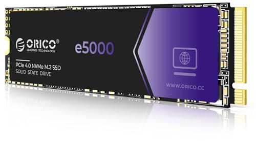ORICO e5000 2TB M.2 NVMe SSD, PCIe Gen4x4 mit 5200MB/s Lesen 3600MB/s Schreiben, 3D QLC NAND Internal Solid State Drive SLC Dynamic Cache, kompatibel mit Desktop PC und Laptops