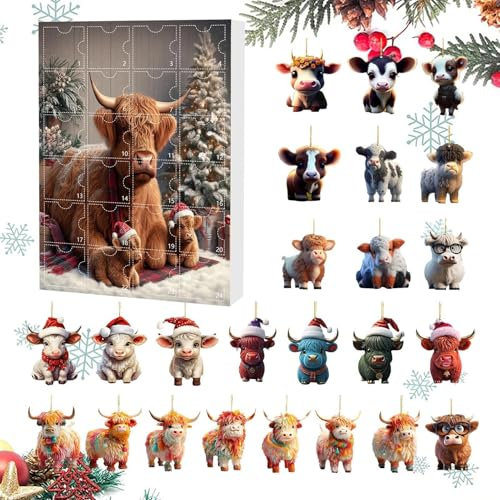 Weihnachts-Adventskalender, 24 Tage, Weihnachts-Adventskalender 2024 – Anhänger Adventskalender aus Acryl, 24 Tage