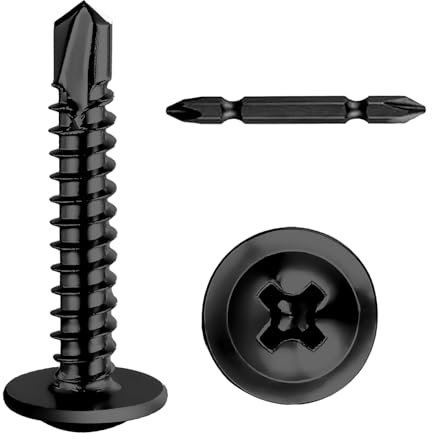 SHUNCHG Lot de 150 Vis à Tôle Autoperceuses M4.2 x 16mm à tête Bombée en Acier Inoxydable 410, Cruciformes M4.2, Vis à Tête Ronde Autoperceuse Avec Tournevis pour Acier, Tôle