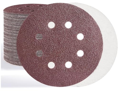 Haogo 50Pcs Sanding Discs,125mm 8 Holes Hook and Loop Sander Pads for Random Orbital Sander(240 Grits)