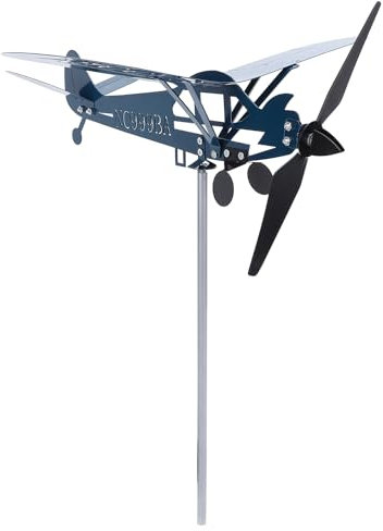 Spinner de Viento de Avión, Veleta de Avión Molino de Viento de Metal único 3D Escultura de Viento Al Aire Libre Escultura Cinética Veleta Molino de Viento para Jardín Patio