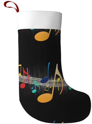 BREAUX Bunte Weihnachtsstrümpfe mit Musiknoten, ultraweiche Samt-Weihnachtsstrümpfe, Kamindekoration, 45 cm
