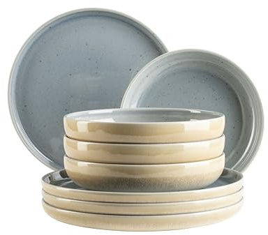 MÄSER, serie godis, skålset bestående av 5 skålar, perfekt för müsli, sallader eller snacks, modern rund form, pastellfärger, tillverkad i Portugal, stengods, blå