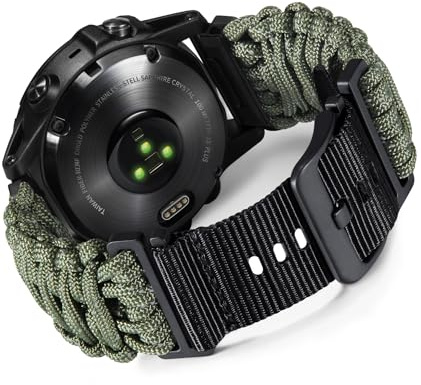 BINLUN Kompatibel mit Garmin Armband Nylon Paracord 550 20MM/22MM/26MM Militär Sports Robustes Für Quickfit-Armband Geflochtene Ersatzarmband Passt Für Fenix/für Forerunner/Für Descent/Für Instinct